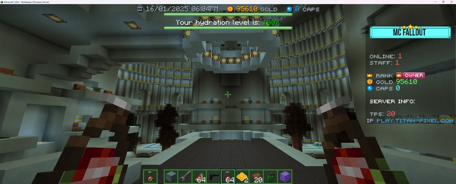 Titan Craft Minecraft server interior with player interface
